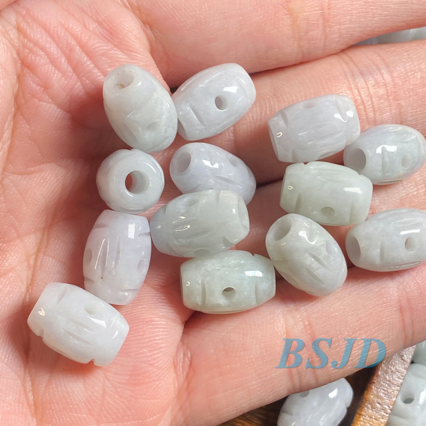 100Pcs Wholesale 10*13mm Hollow Grade A Jade barrel Beads Perle  Green Myanmar Jadeite Burma type A jade DIY pendant necklace earrings 翡翠A货