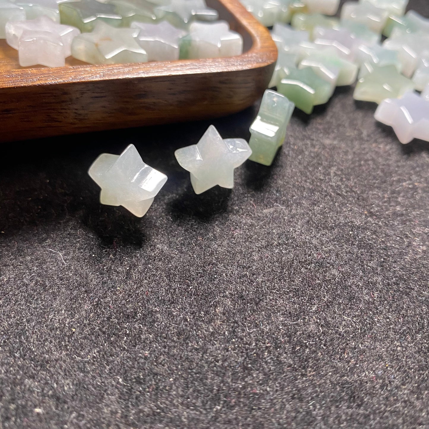 10PCS Lucky Star Natural Grade A Green Jade ICE Burma Jadeite Beads necklace Chinese Carved  Jadeit  Myanmar jade feicui baby gift