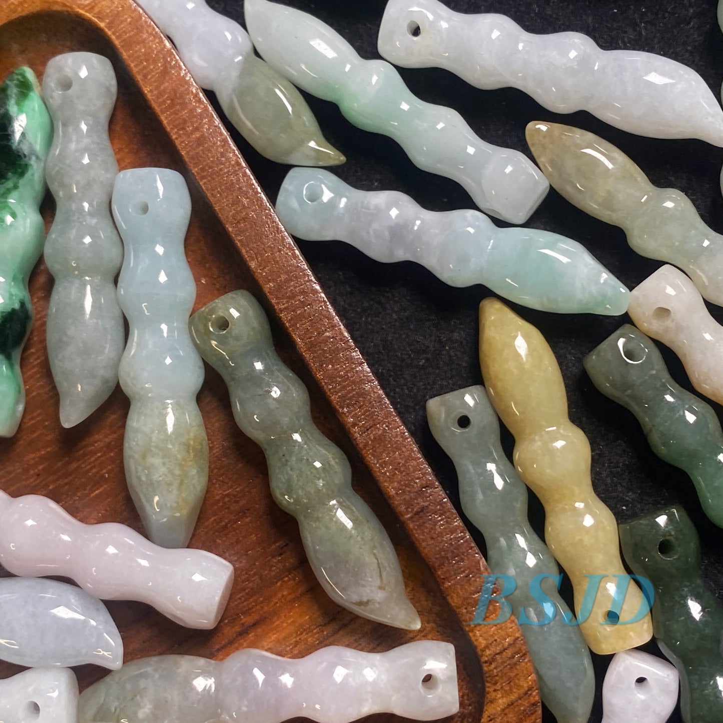 30Pcs Chinese writing brush Pen Pendant Green Jade ICE Burma Jadeite Beads Myanmar Jadeite Kid gift