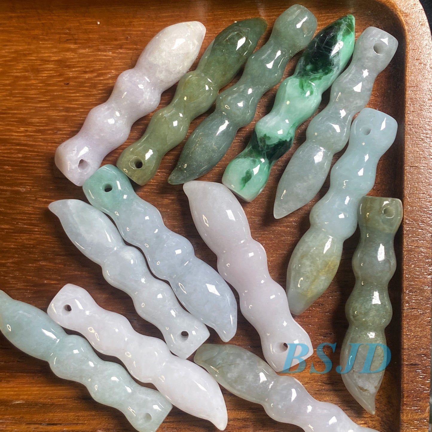 30Pcs Chinese writing brush Pen Pendant Green Jade ICE Burma Jadeite Beads Myanmar Jadeite Kid gift