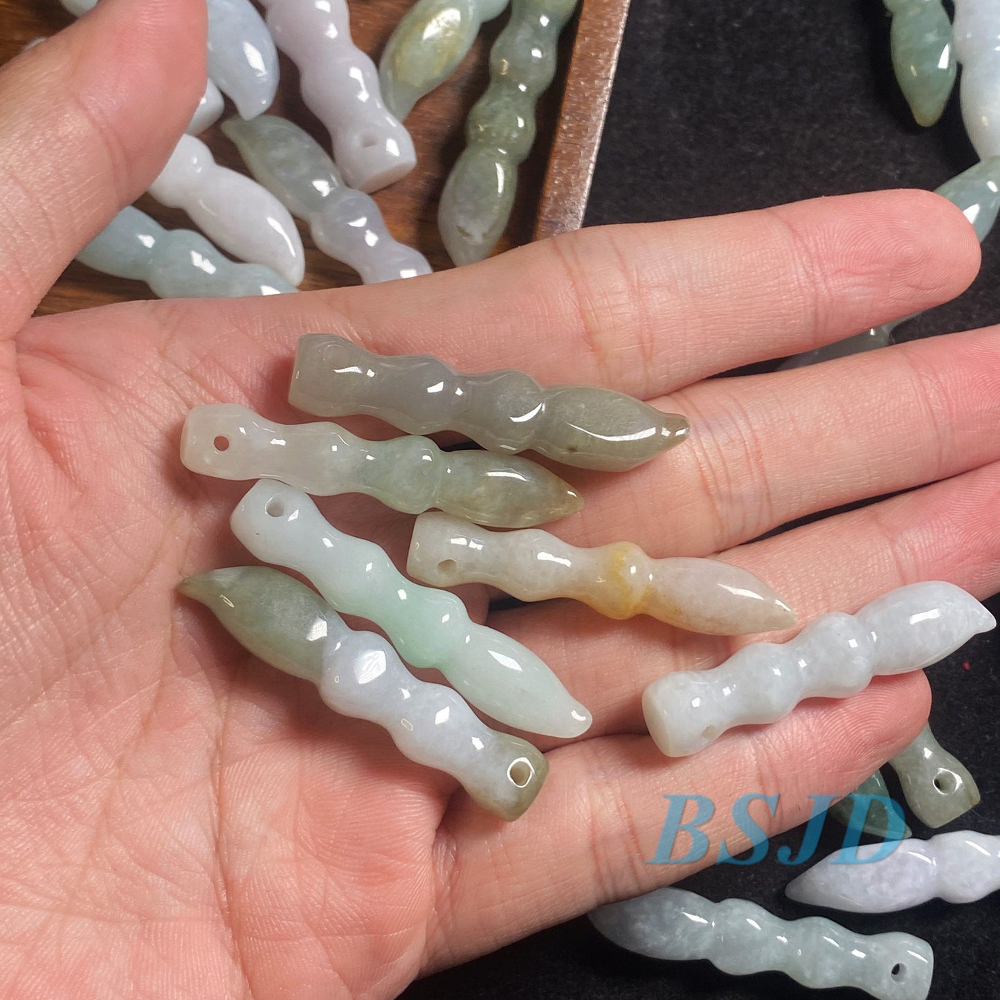 30Pcs Chinese writing brush Pen Pendant Green Jade ICE Burma Jadeite Beads Myanmar Jadeite Kid gift