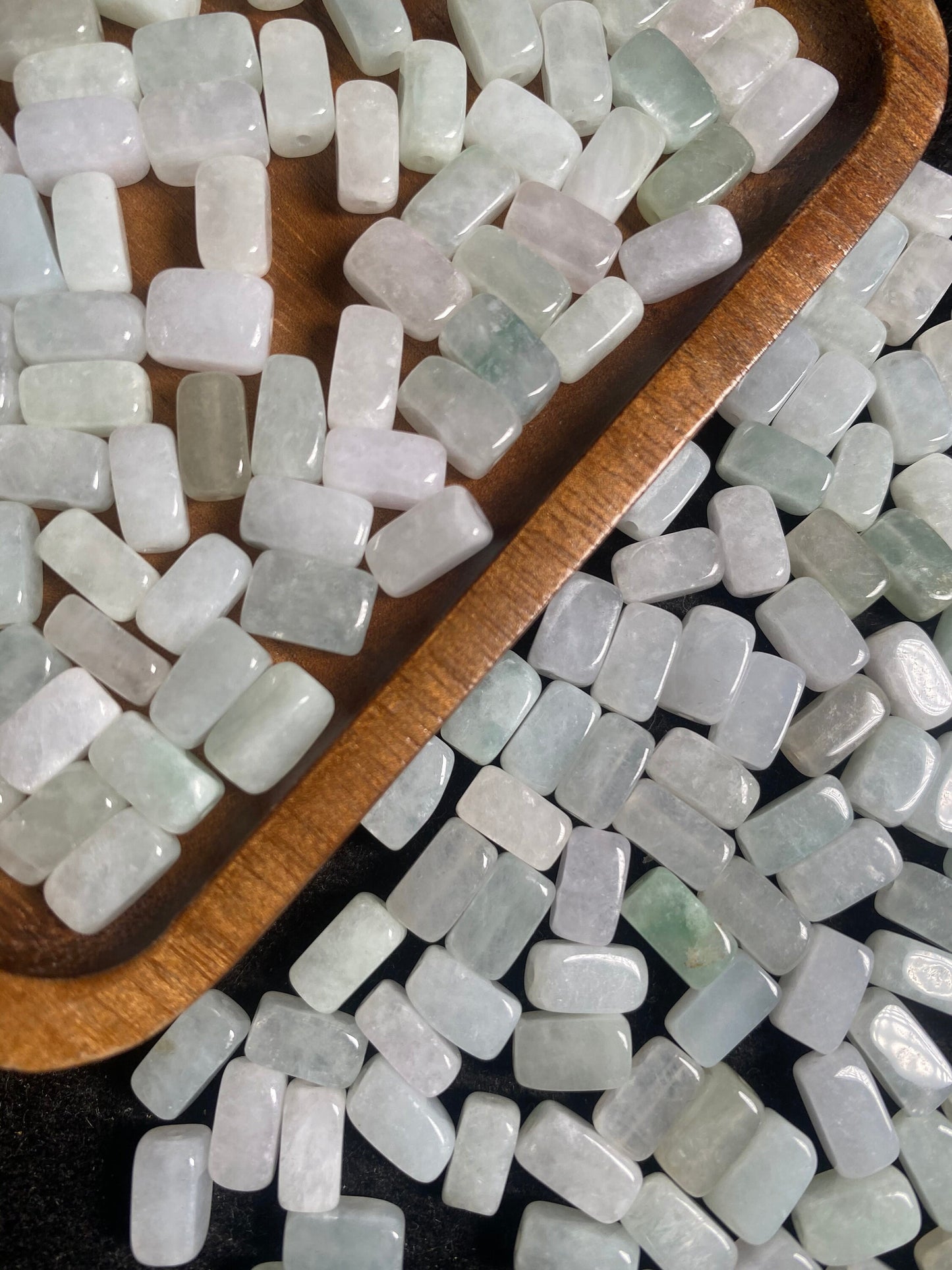 Cuboid Natural Burmese jadeite Light green Grade A jade square rectangle bead DIY Earrings beads Burma jade jewelry gift Myanmar jadeite