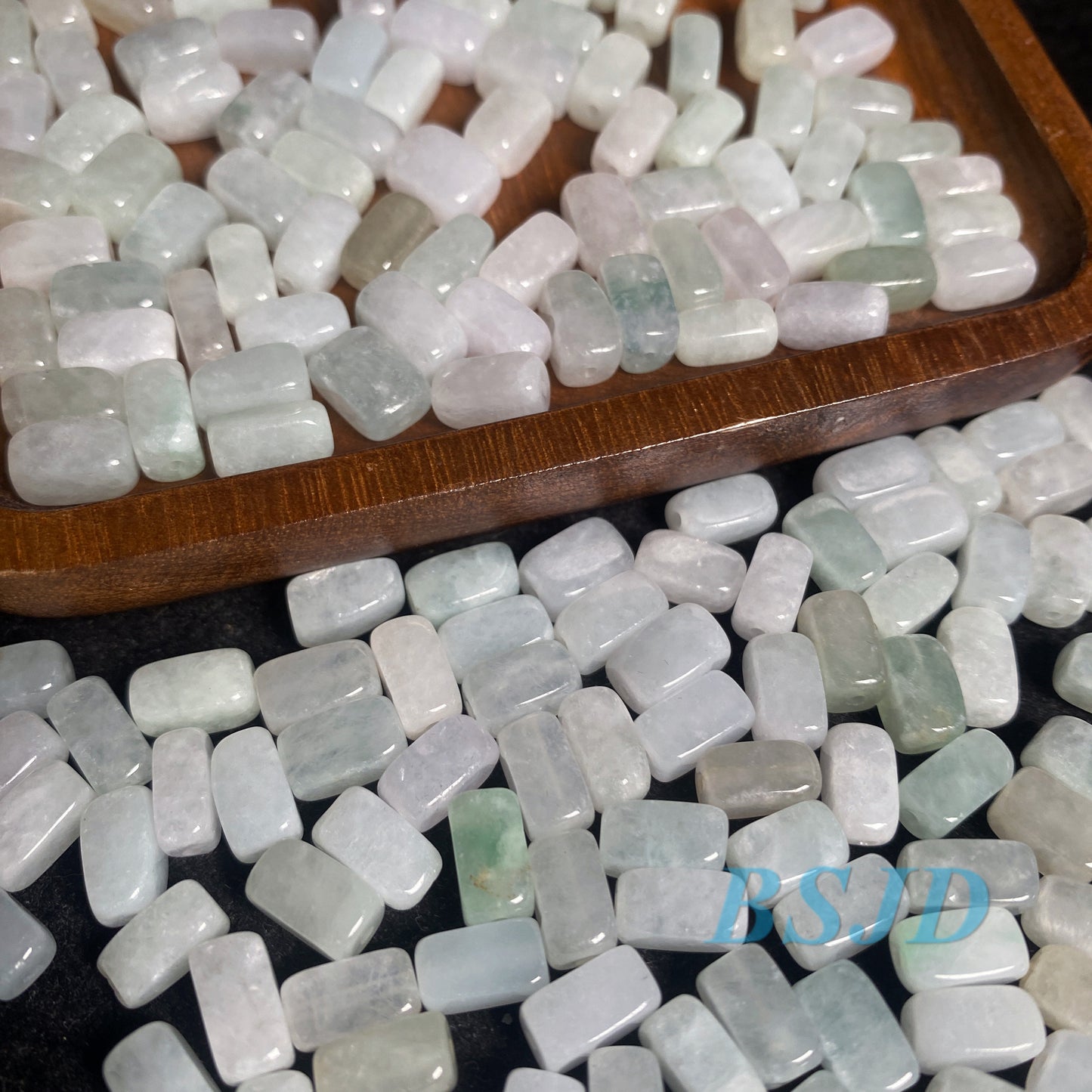 Cuboid Natural Burmese jadeite Light green Grade A jade square rectangle bead DIY Earrings beads Burma jade jewelry gift Myanmar jadeite