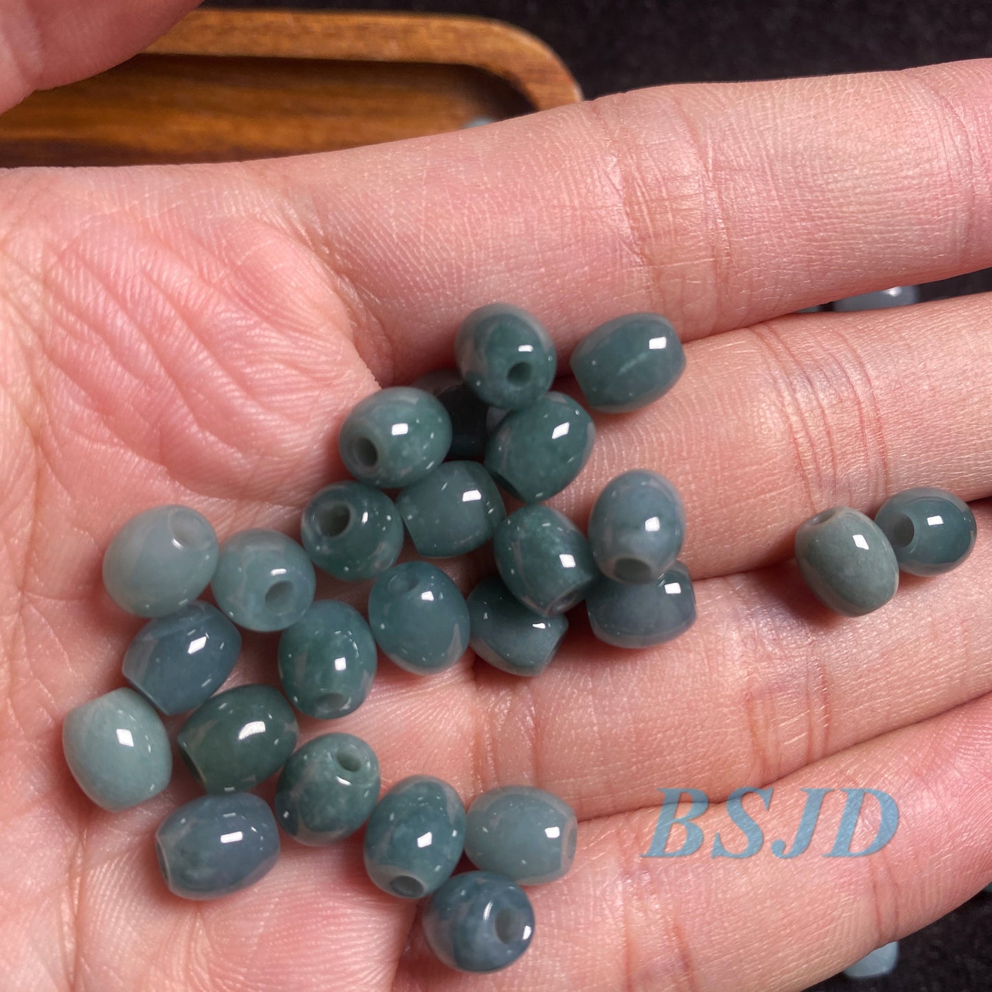 2 Color Natural Cute oval Guatemalan jadeite Light Translucent Blue Grade A jade  DIY Earrings beads Guatemala jade pendant bead