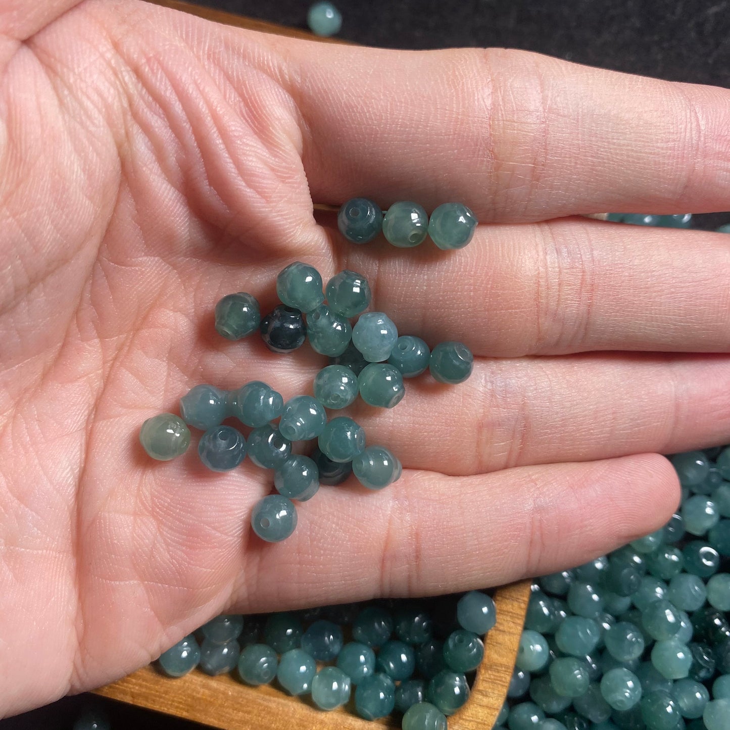 Natural Grade A Jade Small Lantern shape Beaded Blue Jade Ice Green Jadeite Tube DIY Beads earrings drop Jewelry gift