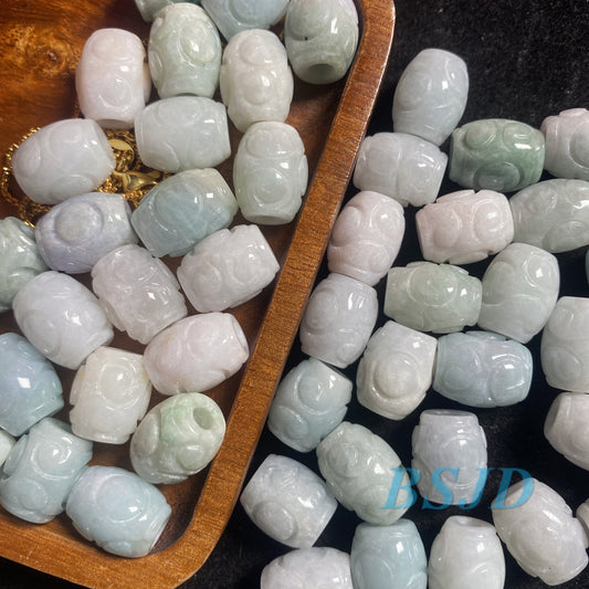 Wholesale Grade A Jade barrel Beads Perle  Green Myanmar Jadeite Burma type A jade DIY pendant necklace earrings 翡翠A货