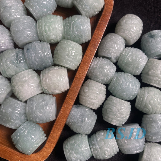 Wholesale Grade A Jade barrel Beads Perle  Green Myanmar Jadeite Burma type A jade DIY pendant necklace earrings 翡翠A货