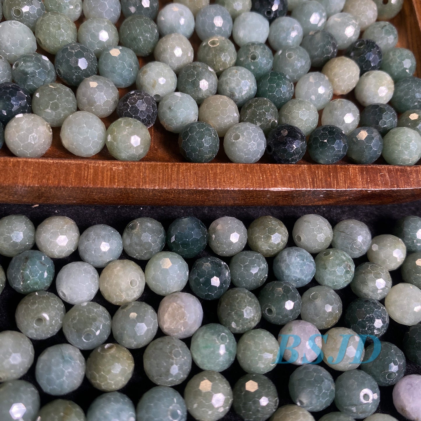 Natural Grade A Jade Cutted Beaded Gray green Burma Jade Ice Green Myanmar Jadeite Round ball bead  DIY Beads earrings drop Jewelry gift