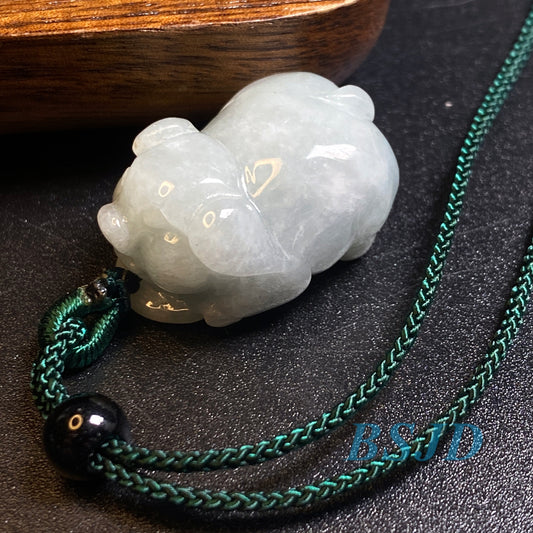 Pig Natural Grade A Jade Green Burma Jadeite  Жадеит подвеска Бусы piggy bead