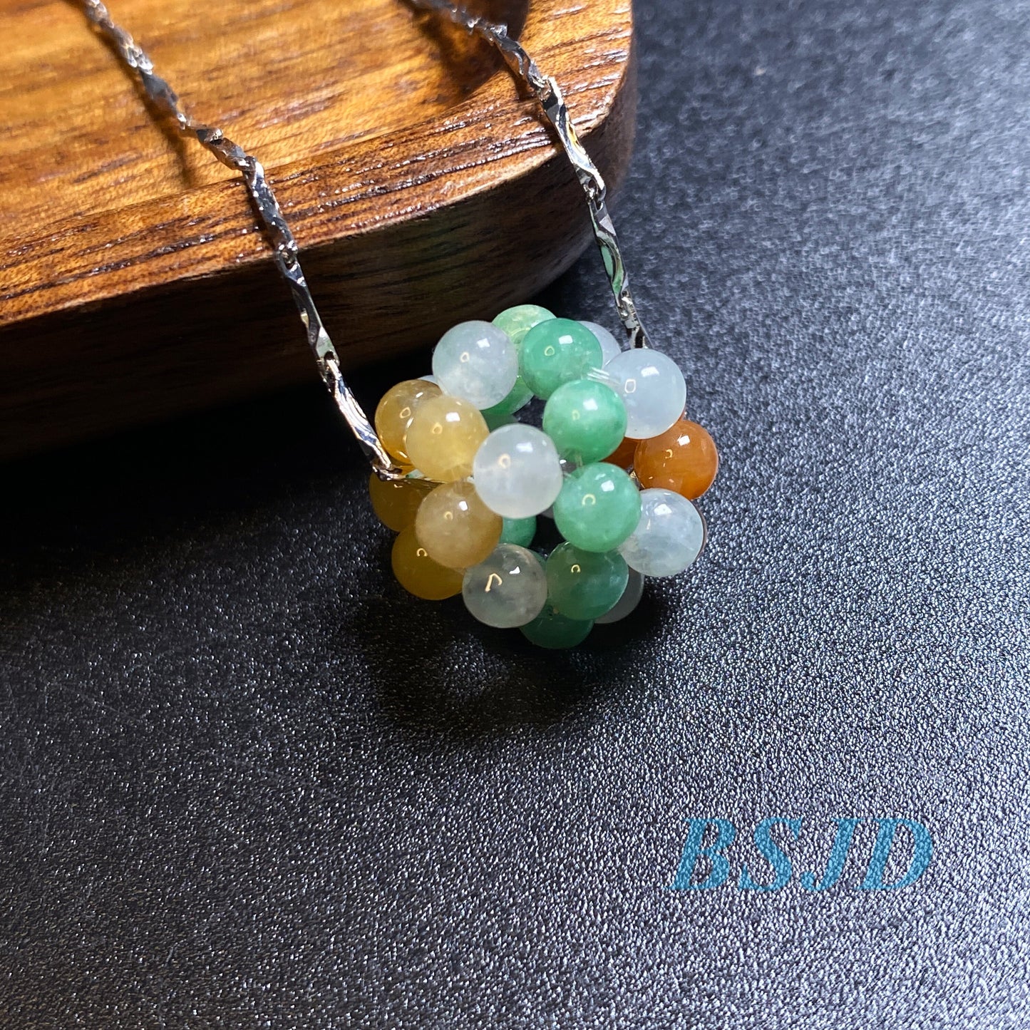 Beautiful Ball shape Grade A Jadeite Natural ICE Green Burma jade bead Lady pendant jewelry necklace Type A stone with sliver 925 chain