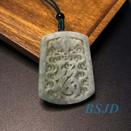 10PCS Bat 福 Grade A jadeite pendant Natural Grade A Green Jade ICE Jadeit Chinese Carved ,Myanmar hanging necklace Beads