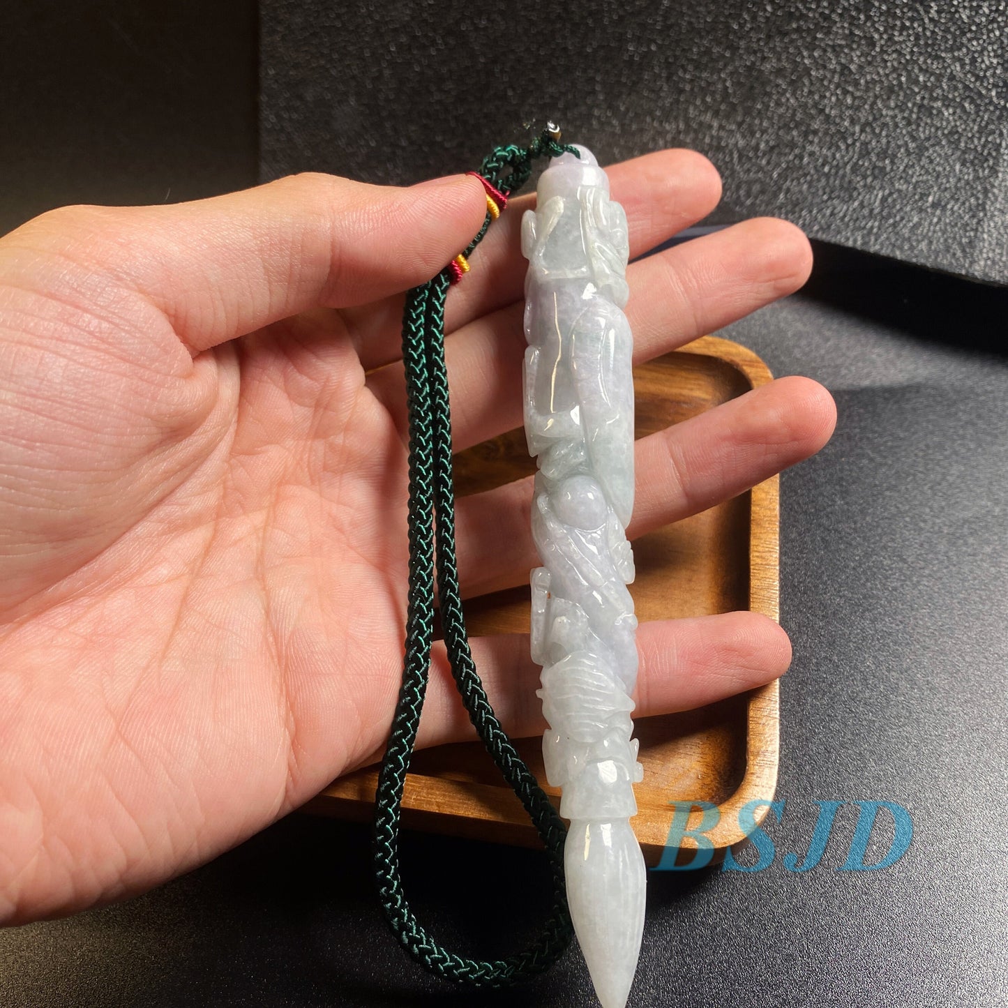 Dragon Pen Natural Grade A Jade Burma Jadeite man Kylin pendant necklace BEADS Anhänger  Gemstone Green jadeit 翡翠 龙笔