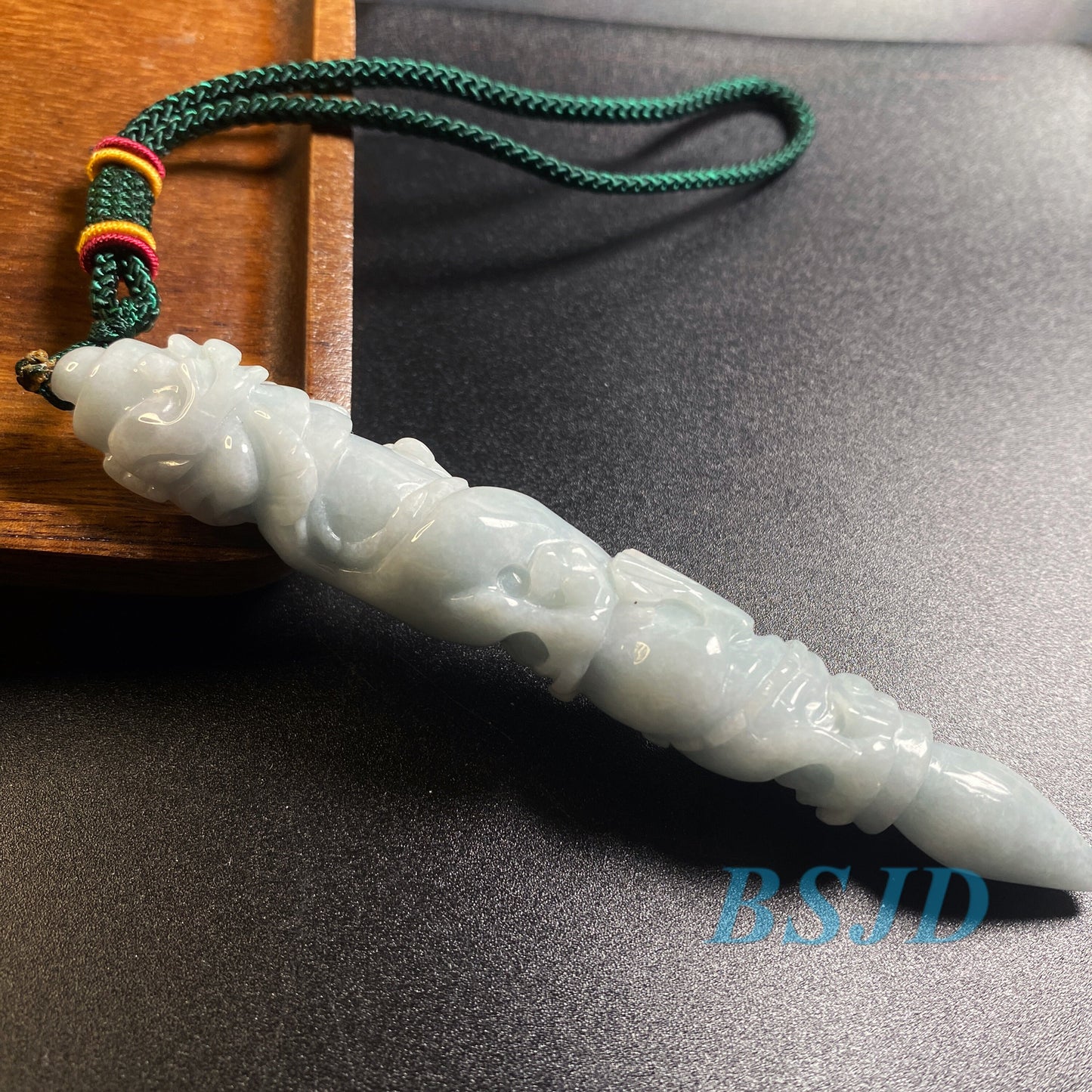 Dragon Pen Natural Grade A Jade Burma Jadeite man Kylin pendant necklace BEADS Anhänger  Gemstone Green jadeit 翡翠 龙笔