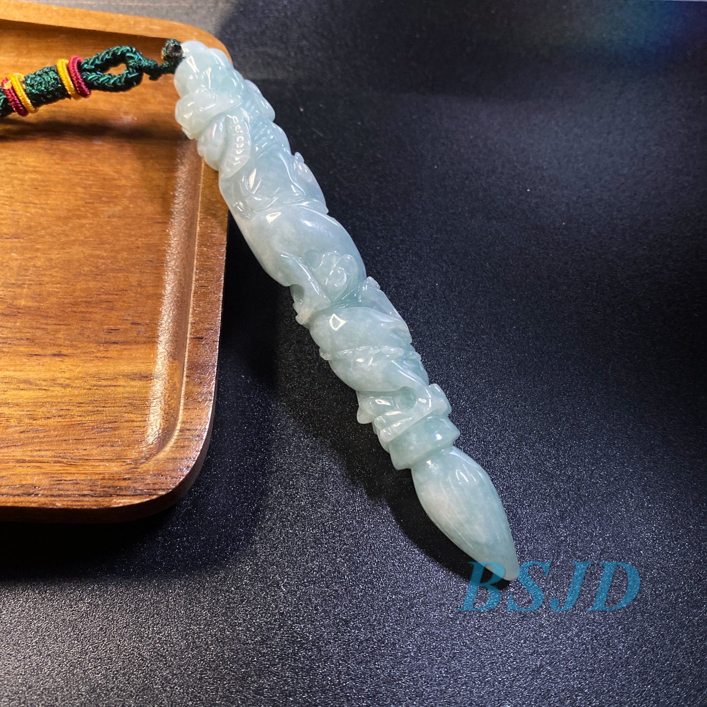 Dragon Pen Natural Grade A Jade Burma Jadeite man Kylin pendant necklace BEADS Anhänger  Gemstone Green jadeit 翡翠 龙笔