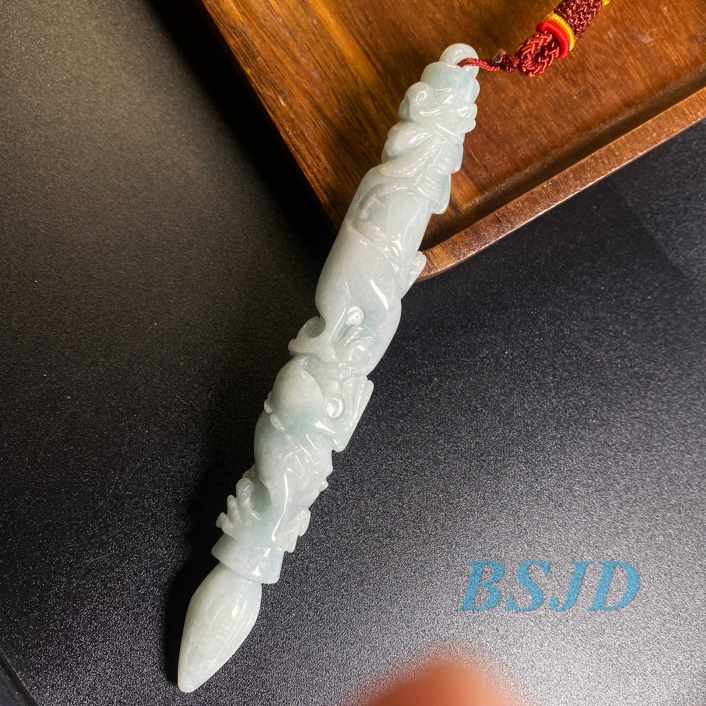 Dragon Pen Natural Grade A Jade Burma Jadeite man Kylin pendant necklace BEADS Anhänger  Gemstone Green jadeit 翡翠 龙笔