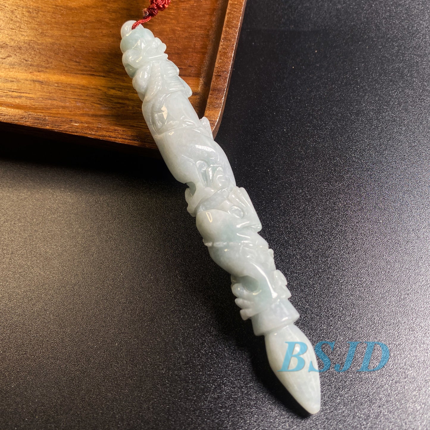 Dragon Pen Natural Grade A Jade Burma Jadeite man Kylin pendant necklace BEADS Anhänger  Gemstone Green jadeit 翡翠 龙笔