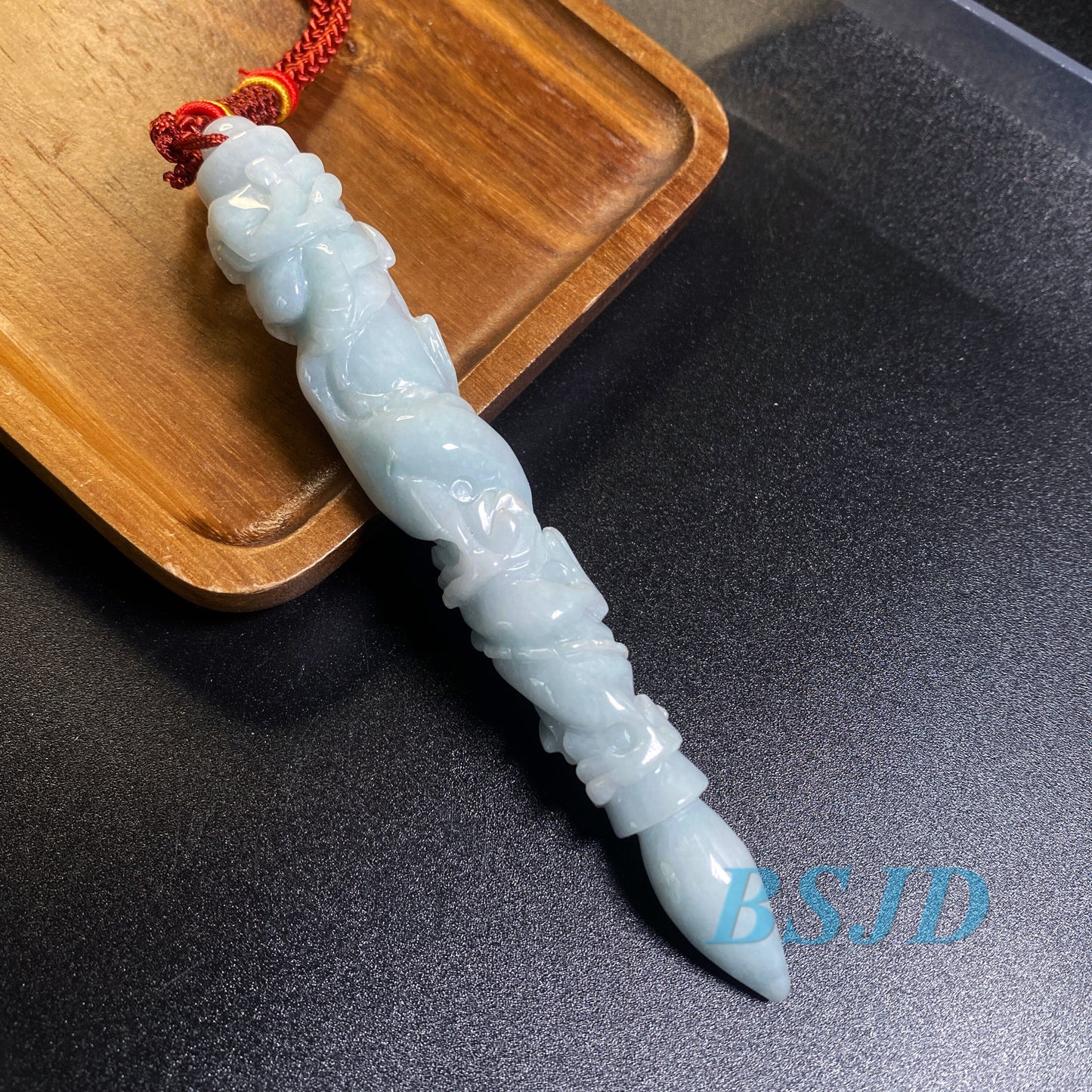 Dragon Pen Natural Grade A Jade Burma Jadeite man Kylin pendant necklace BEADS Anhänger  Gemstone Green jadeit 翡翠 龙笔