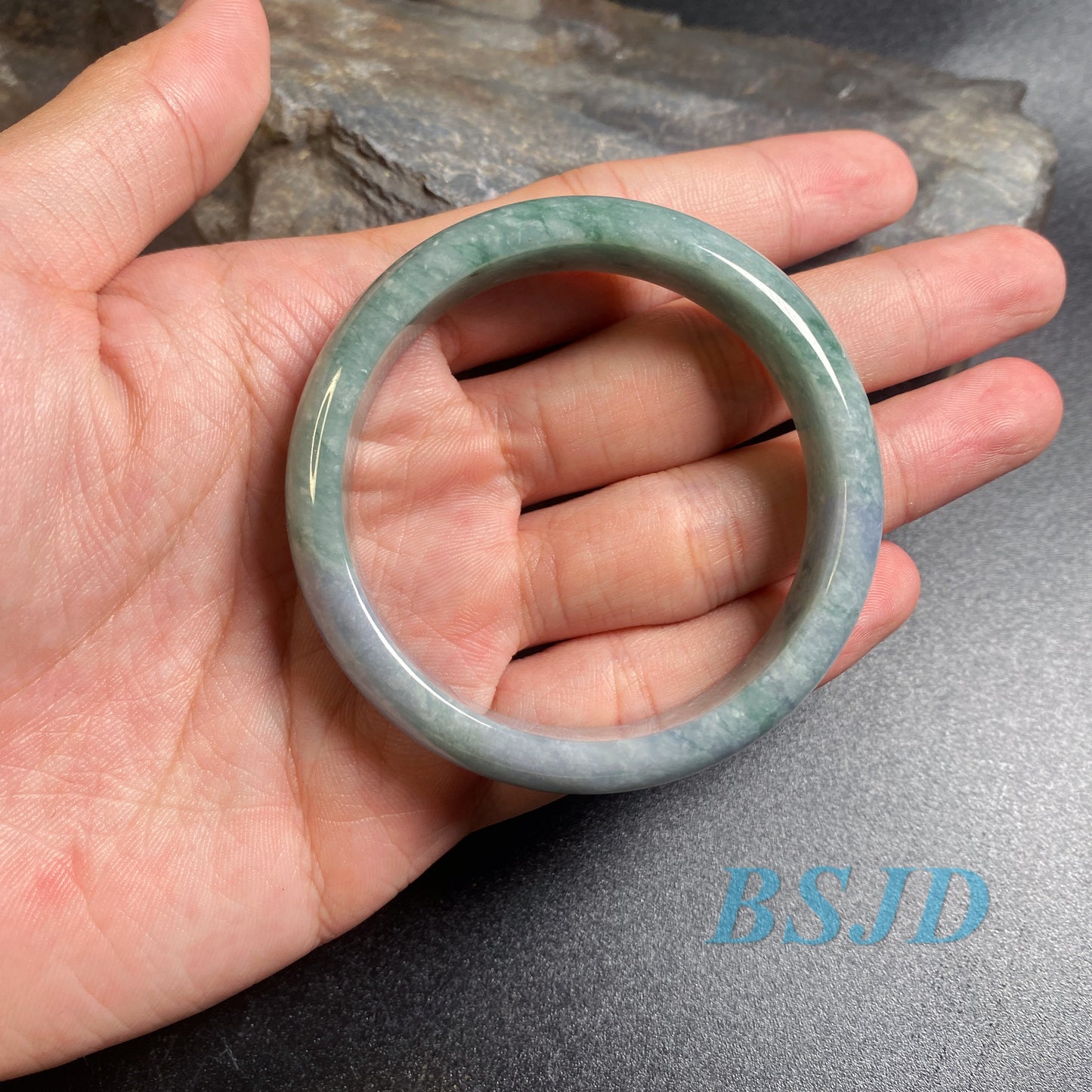 52.8mm Grade A Jade Natural green purple Round bangle lavender Myanmar jadeite Lady Bracelet Type A stone small hand female Jewelry Gift