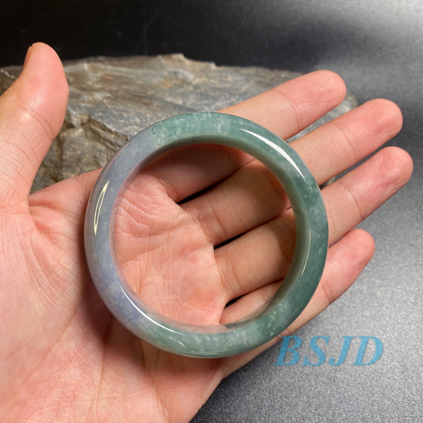 52.8mm Grade A Jade Natural green purple Round bangle lavender Myanmar jadeite Lady Bracelet Type A stone small hand female Jewelry Gift