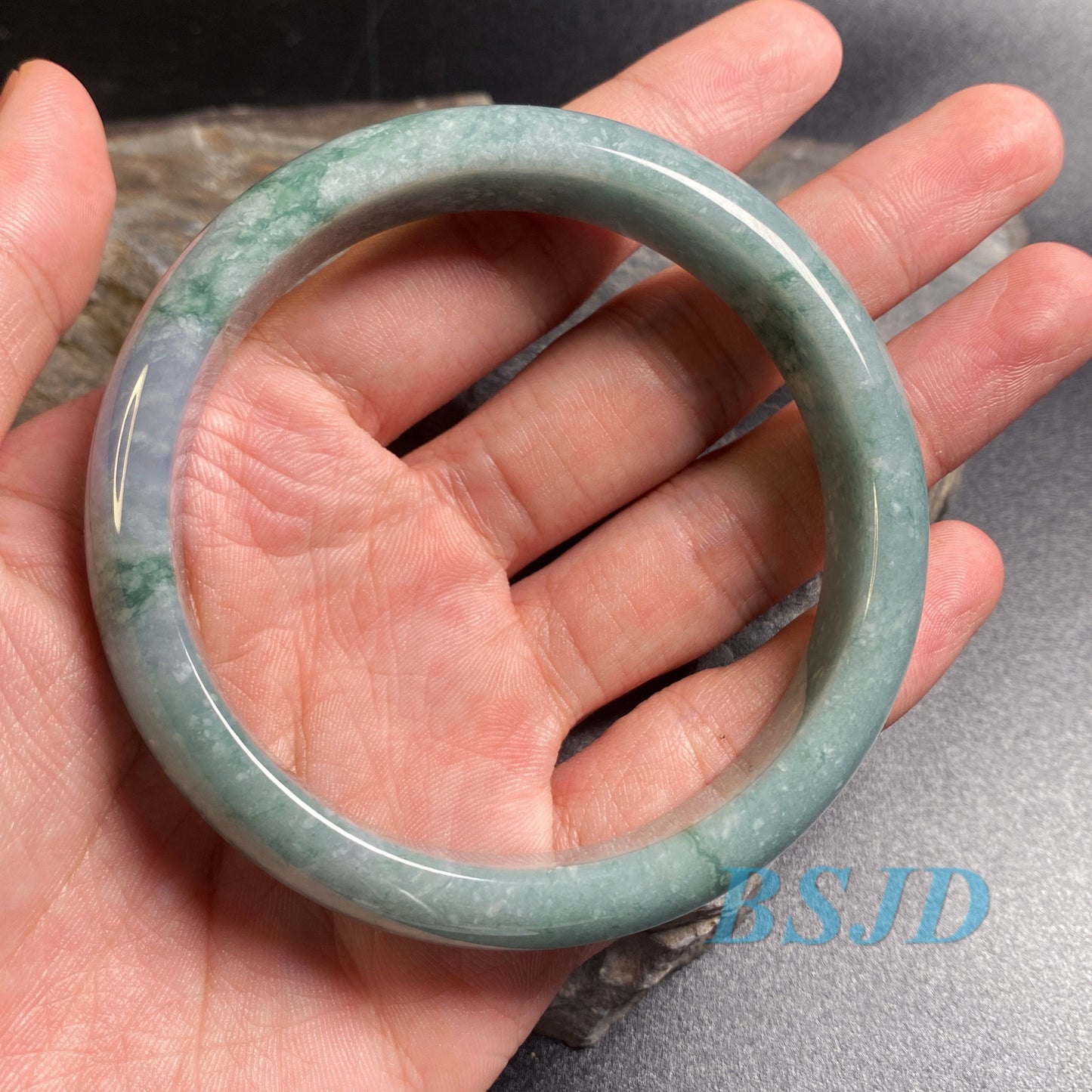 64,1 mm Grade A Jade Natur grün lila runder Armreif Lavendel Myanmar Jadeit Damenarmband Typ A Stein kleine Hand weiblich Schmuck Geschenk