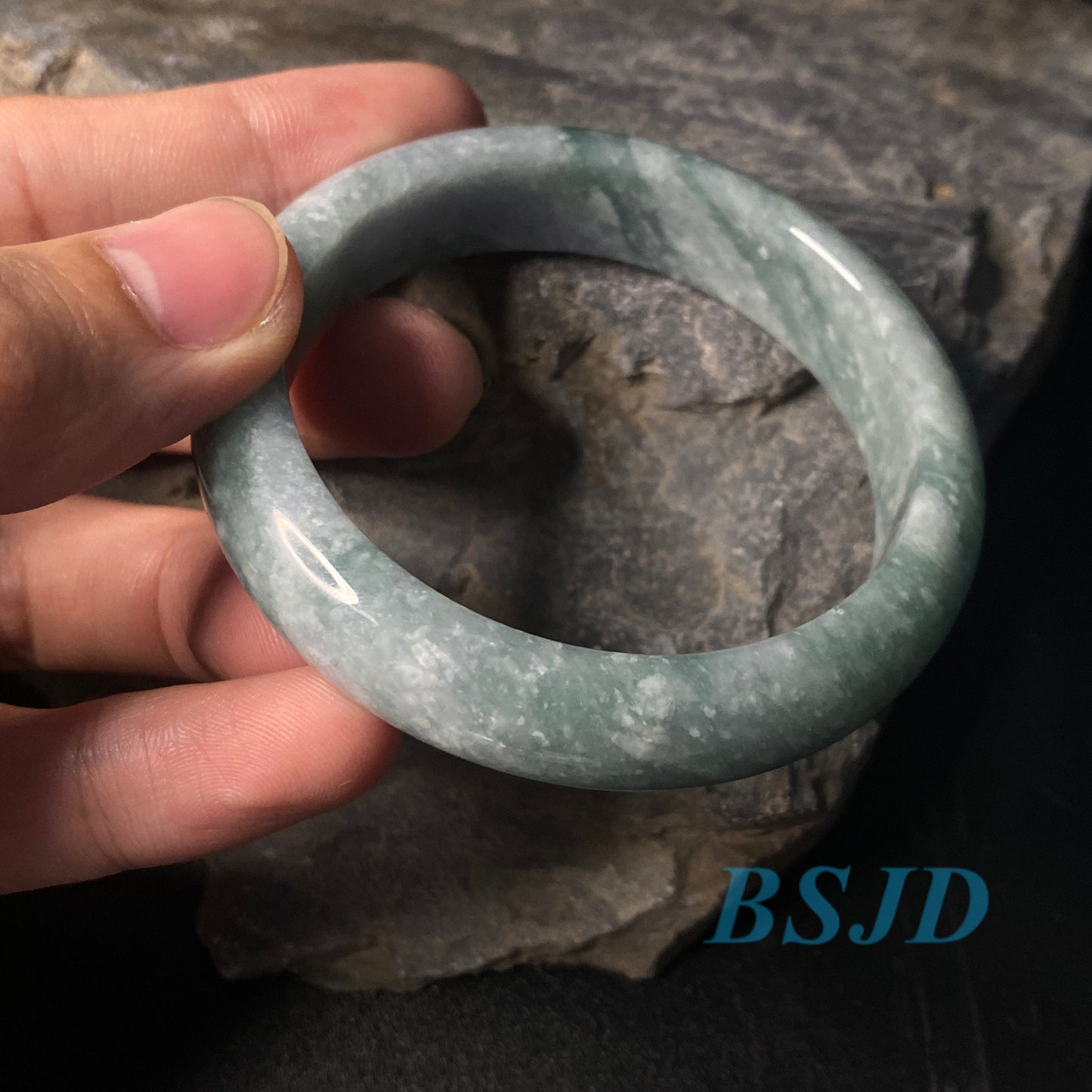 53.6mm Grade A Jade Natural green purple Round bangle lavender Myanmar jadeite Lady Bracelet Type A stone small hand female Jewelry Gift