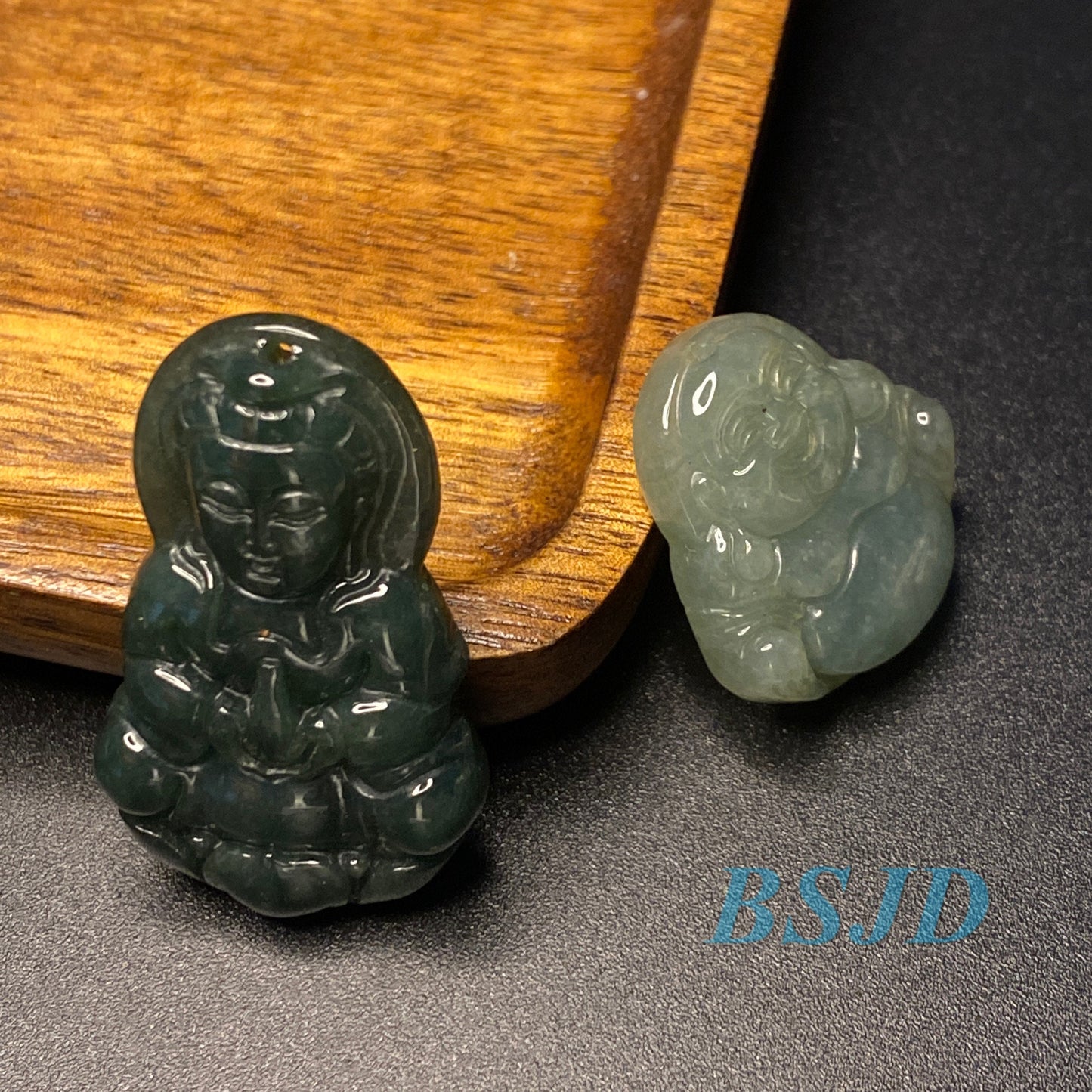 5Pairs KWAN YIN Guanyin Buddha Natural Gray Grade A Green Jade ICE Jadeite Chinese Carved ,Myanmar Pendant necklace Statue