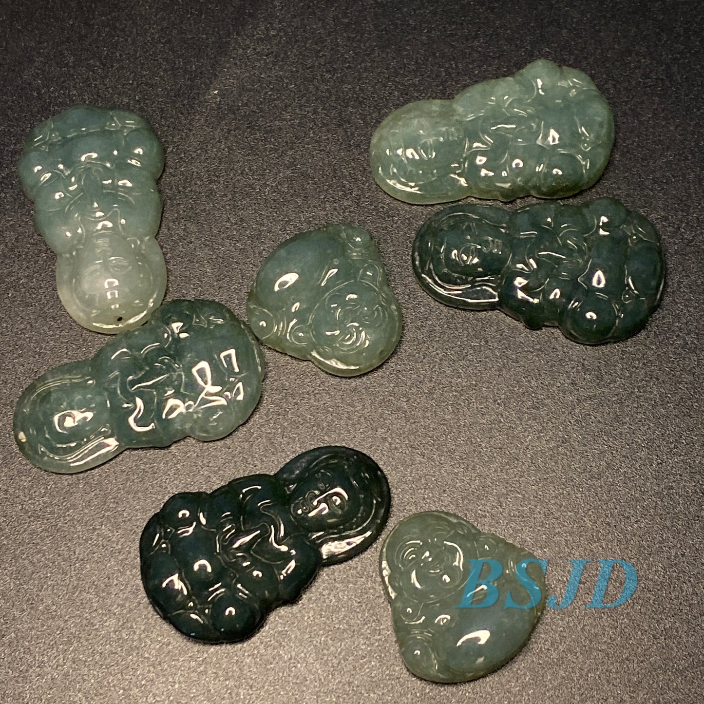 5Pairs KWAN YIN Guanyin Buddha Natural Gray Grade A Green Jade ICE Jadeite Chinese Carved ,Myanmar Pendant necklace Statue