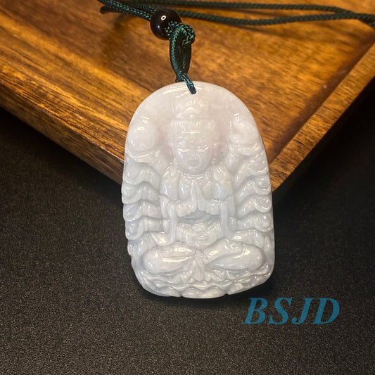 Genuine Burma jadeite Thousands Hands Guanyin Pendant Natural Green Grade A Jade ICE Jadeite Chinese Carved ,Myanmar Jadeite necklace Statue