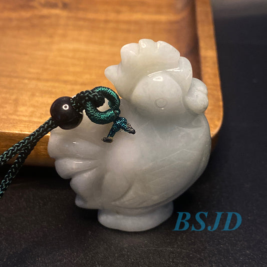 Wholesale Rooster Chicken Natural Green Grade A Jade Burma Jadeite Chinese Carved ,Myanmar Pendant necklace Statue cock