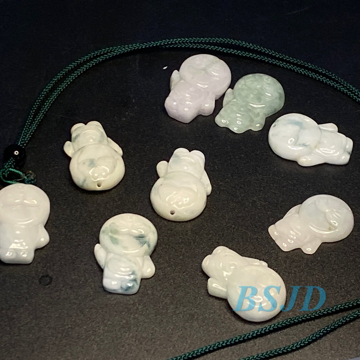 Wholesale cartoon Doraemonドラえもん Jadeite Pendant Natural Grade A Jade bead Burma jade Babt Children Kid Girl DIY Cartoon beads  ネックレス