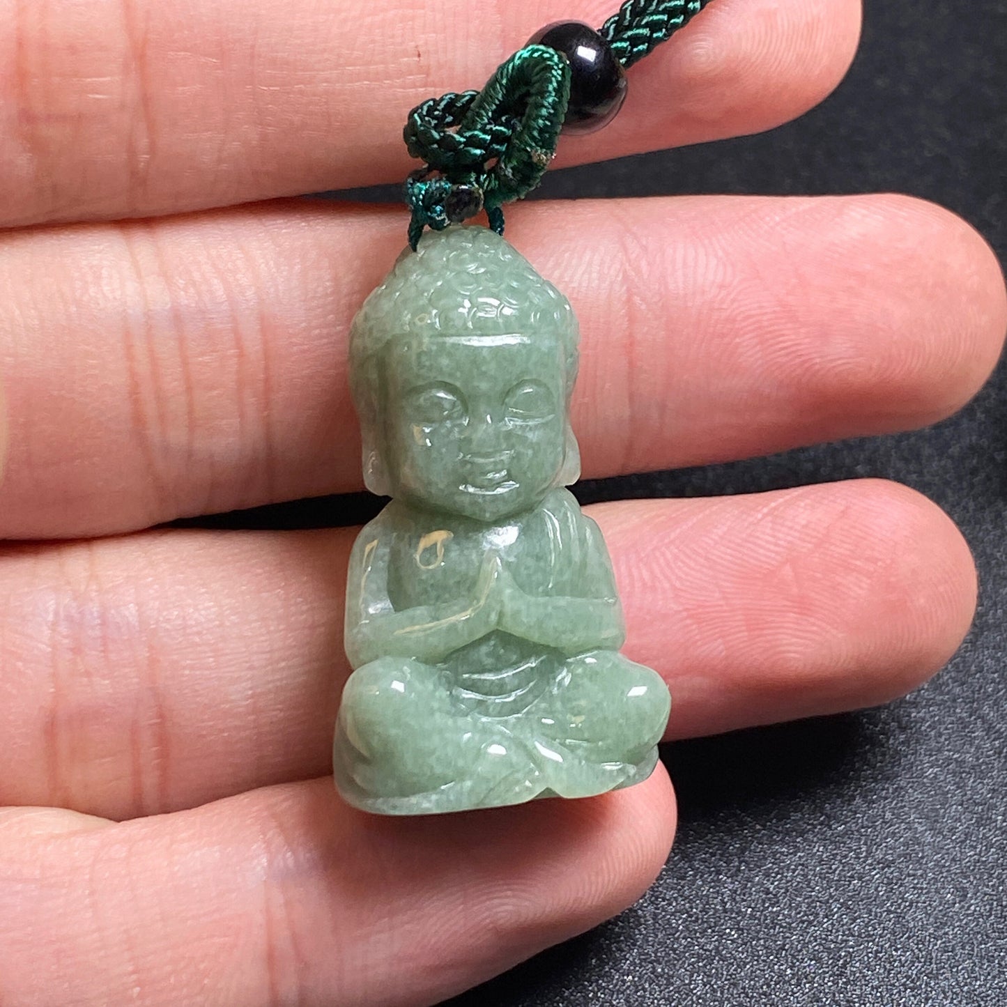 Natural Gray Grade A jadeite Buddha Pendant Natural Green Jade ICE Burma Jadeite Beads Baby Buddha pendant