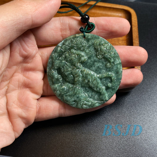 Mighty tiger head Grade A Jade Burma jadeite Beads tiger face pendant Type A jade Ice Myanmar Jadeite DIY necklace jade gift charms ornament