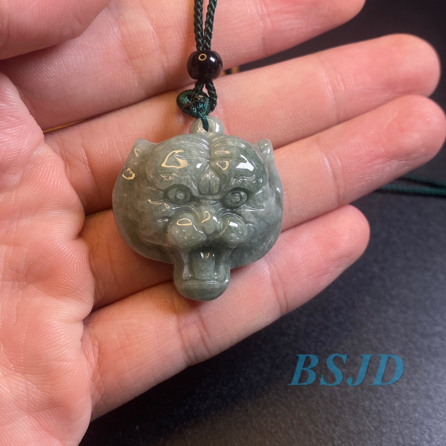 Mighty tiger head Grade A Jade Burma jadeite Beads tiger face pendant Type A jade Ice Myanmar Jadeite DIY necklace jade gift charms ornament