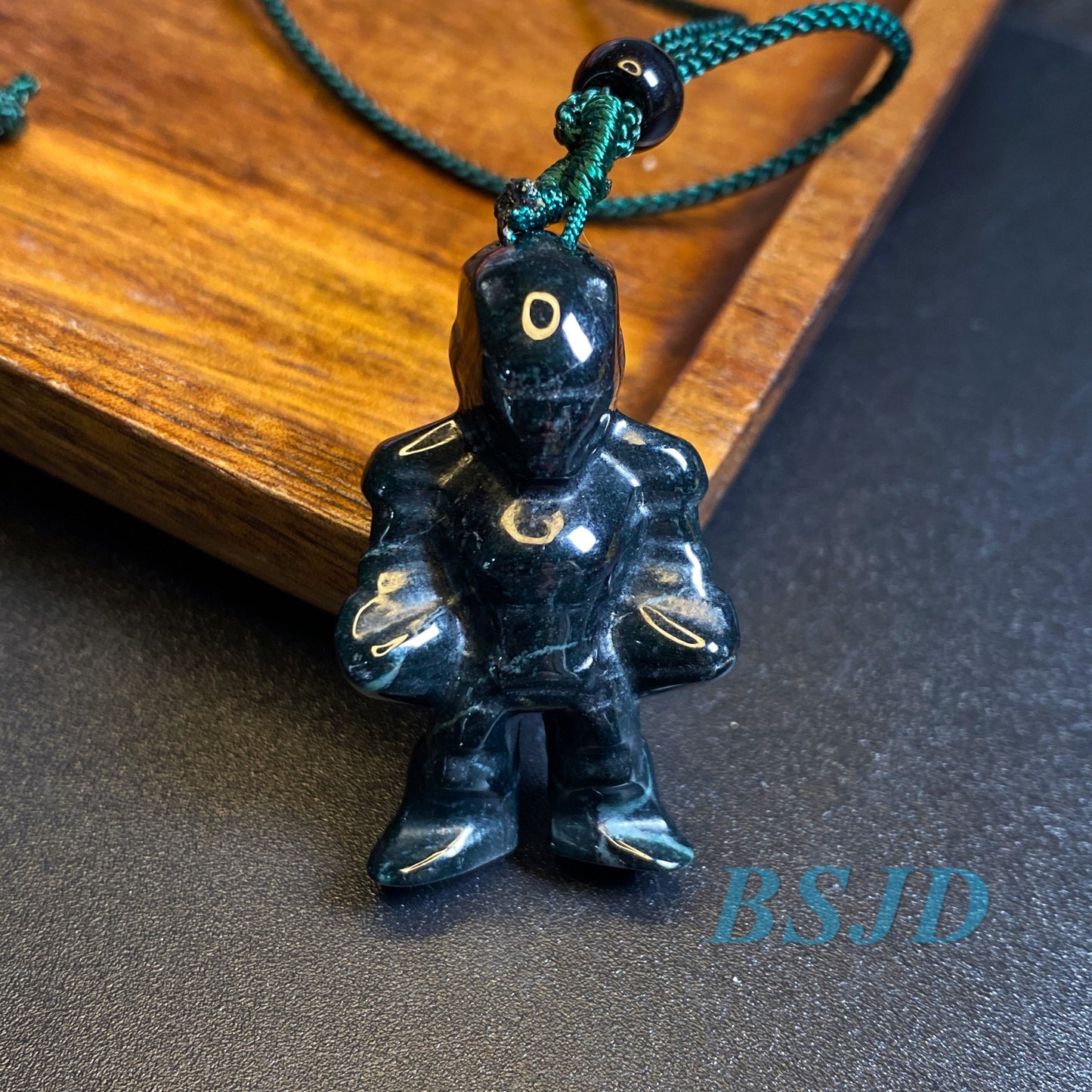 Natural Black Jadeite 3D Iron Cute Man Guatemalan jadeite cartoon Grade A jade DIY pendant kid jade gift