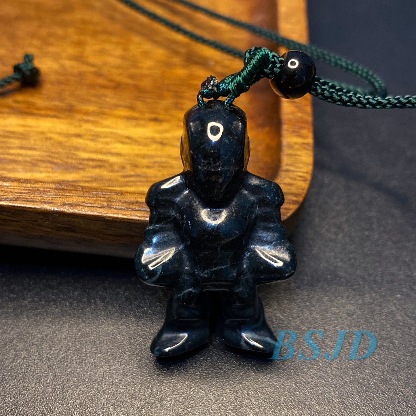 Natural Black Jadeite 3D Iron Cute Man Guatemalan jadeite cartoon Grade A jade DIY pendant kid jade gift