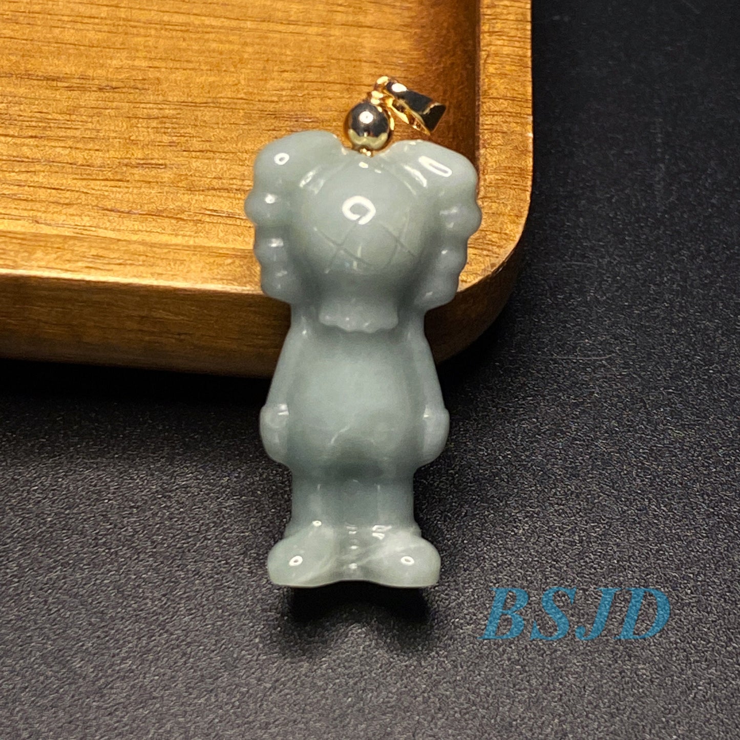 Cute Bear Natural Blue Grade A Jade Guatemala Jadeite 3d cartoon earrings  bead hand Carved Myanmar jade Pendant necklace jade gift