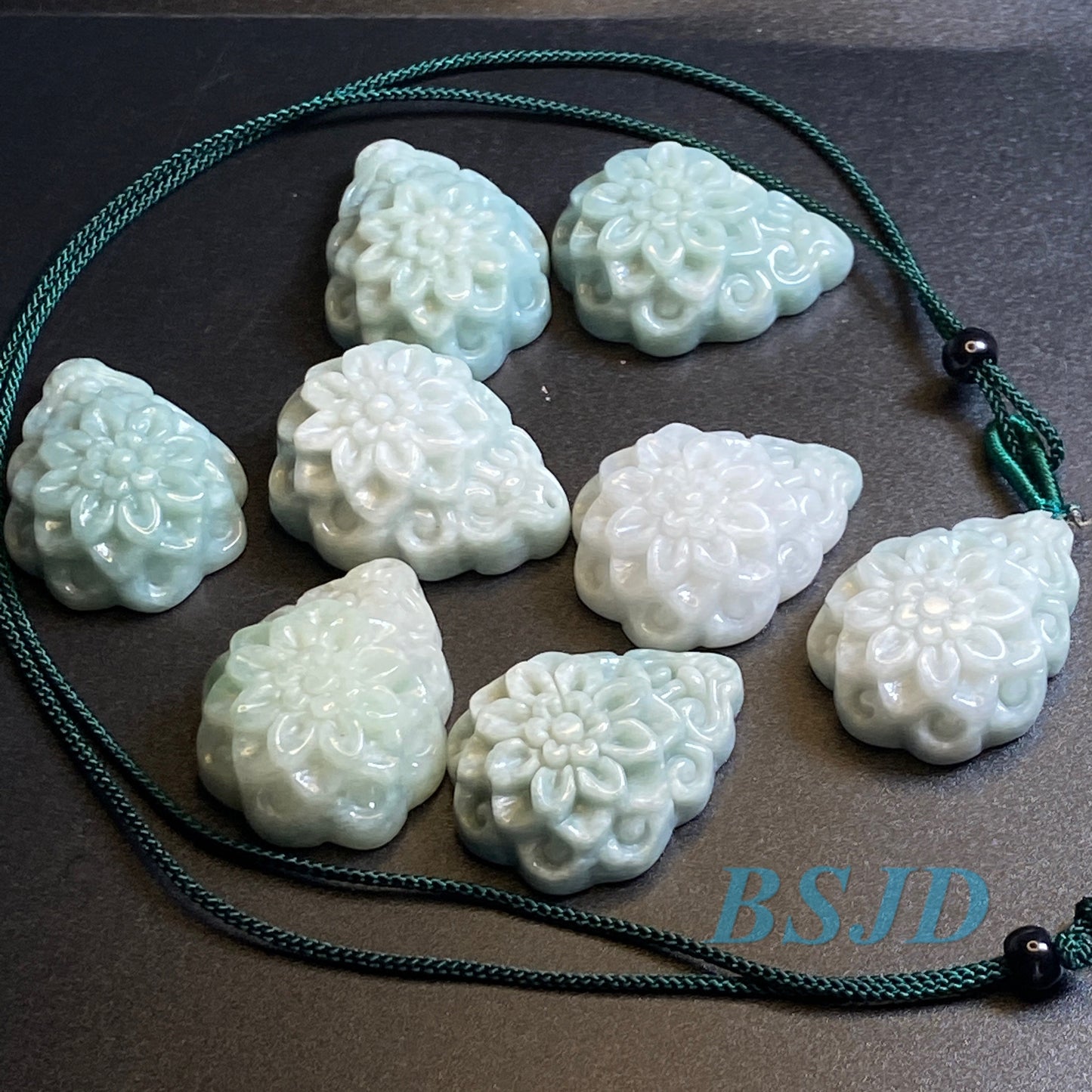 Wholesale Grade A Jade Green jadeite Beads Flower pendant Type A jade Ice Myanmar Jadeite DIY necklace earrings gift