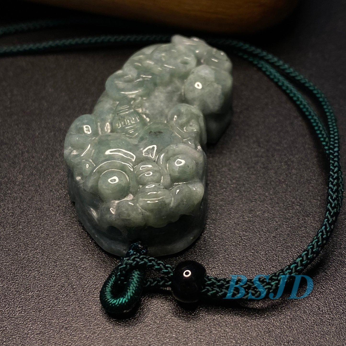 Double Pixiu Gragon Grade A  jade Green Jade Burma Jadeite Men Pendant necklace