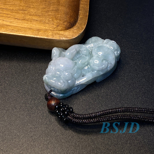 Pixiu Grade A Jade Burma  Jadeite man men's pendant necklace dragon Jade gift