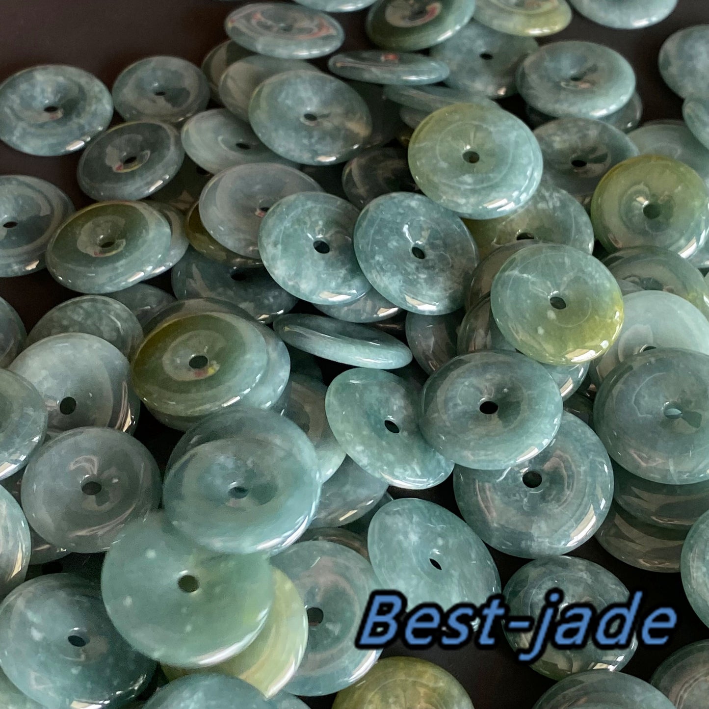 Natural Guatemalan jadeite Light Translucent Blue Grade A jade Donut pendant Earrings beads Guatemala jade doughnut