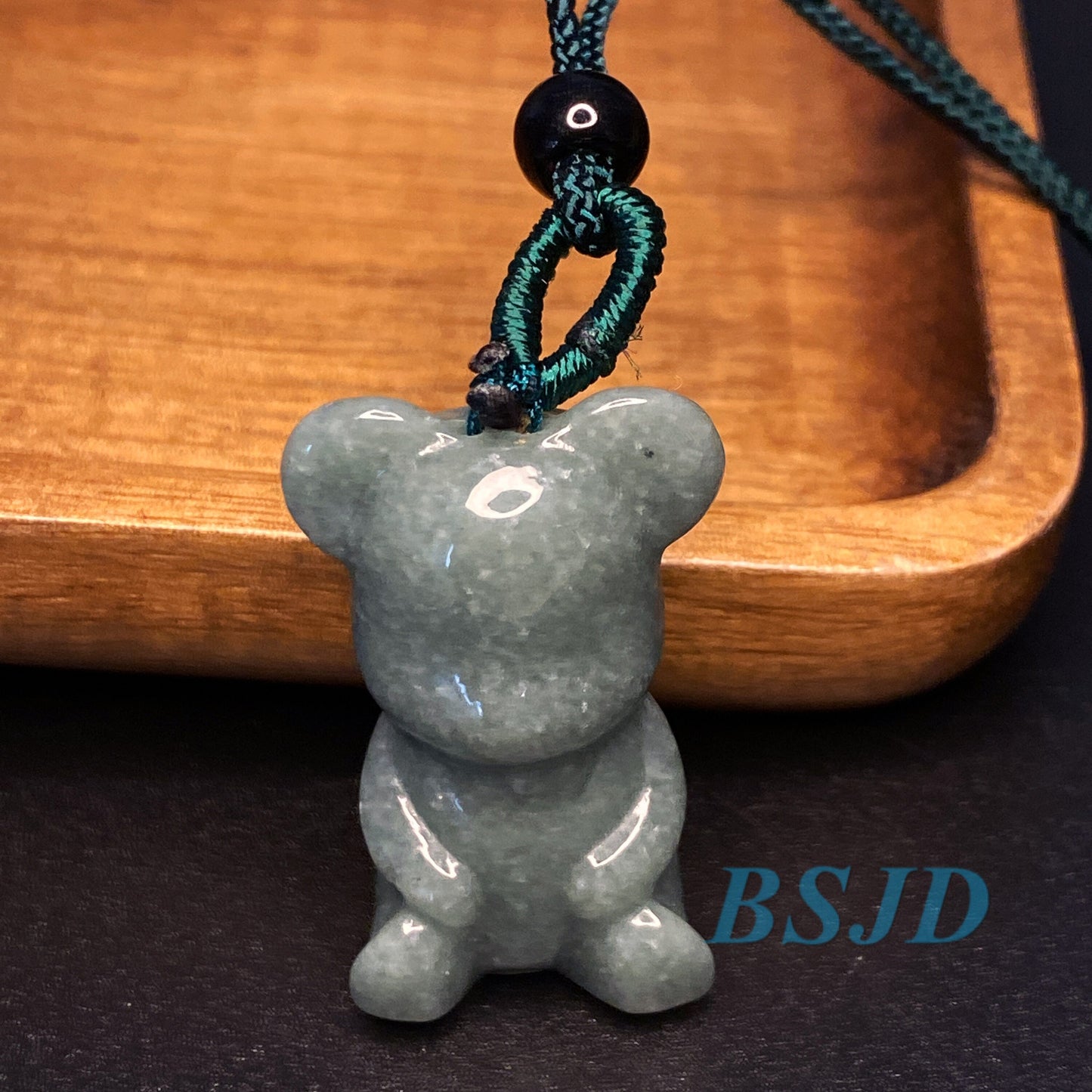 Cute Bear pendant Natural Green Grade A Jade Burma Jadeite 3d cartoon earrings  bead hand Carved Myanmar jade Pendant necklace jade gift