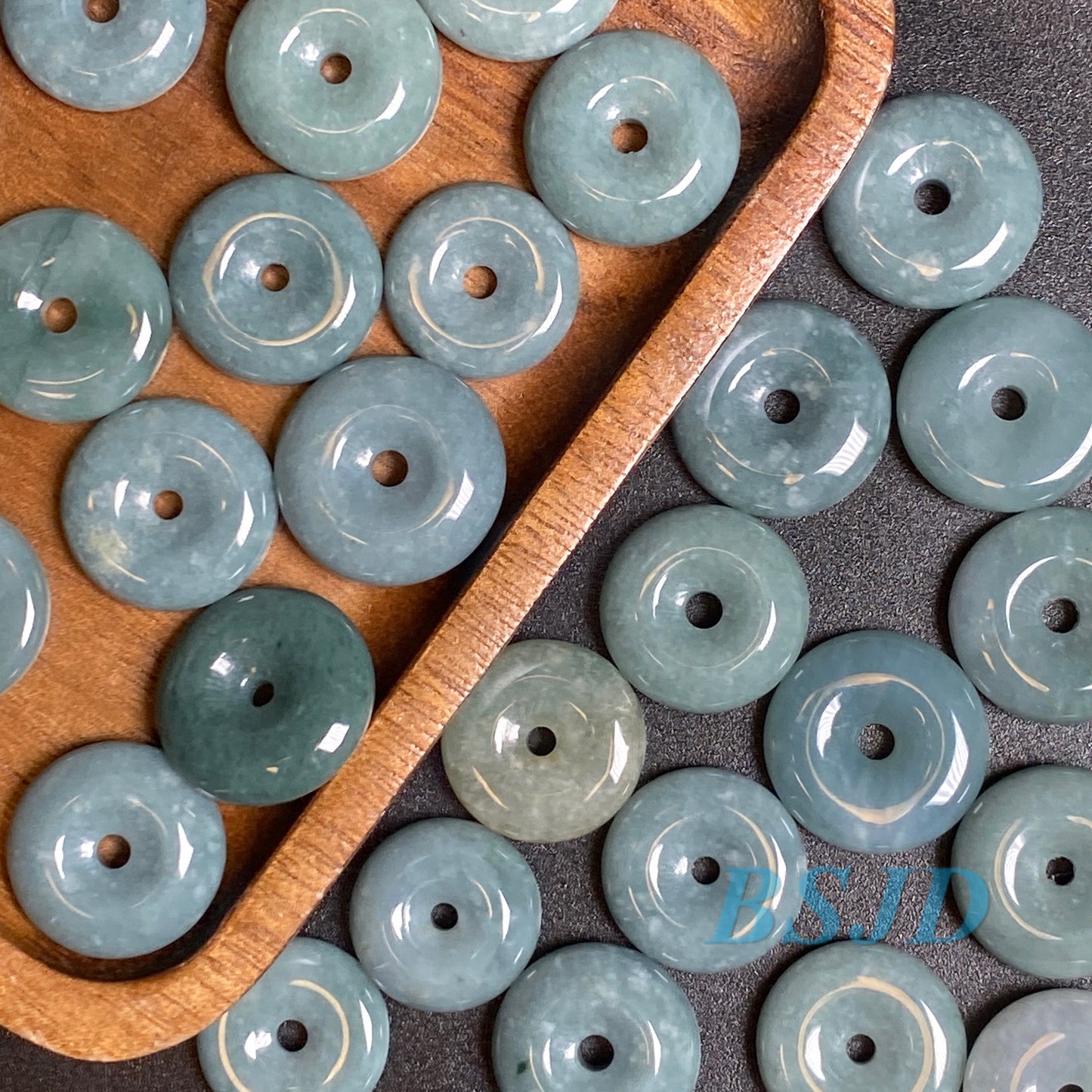 Natural Pale Blue Guatemalan jadeite Light blueness Grade A jade Donut pendant Earrings beads Guatemala jade doughnut