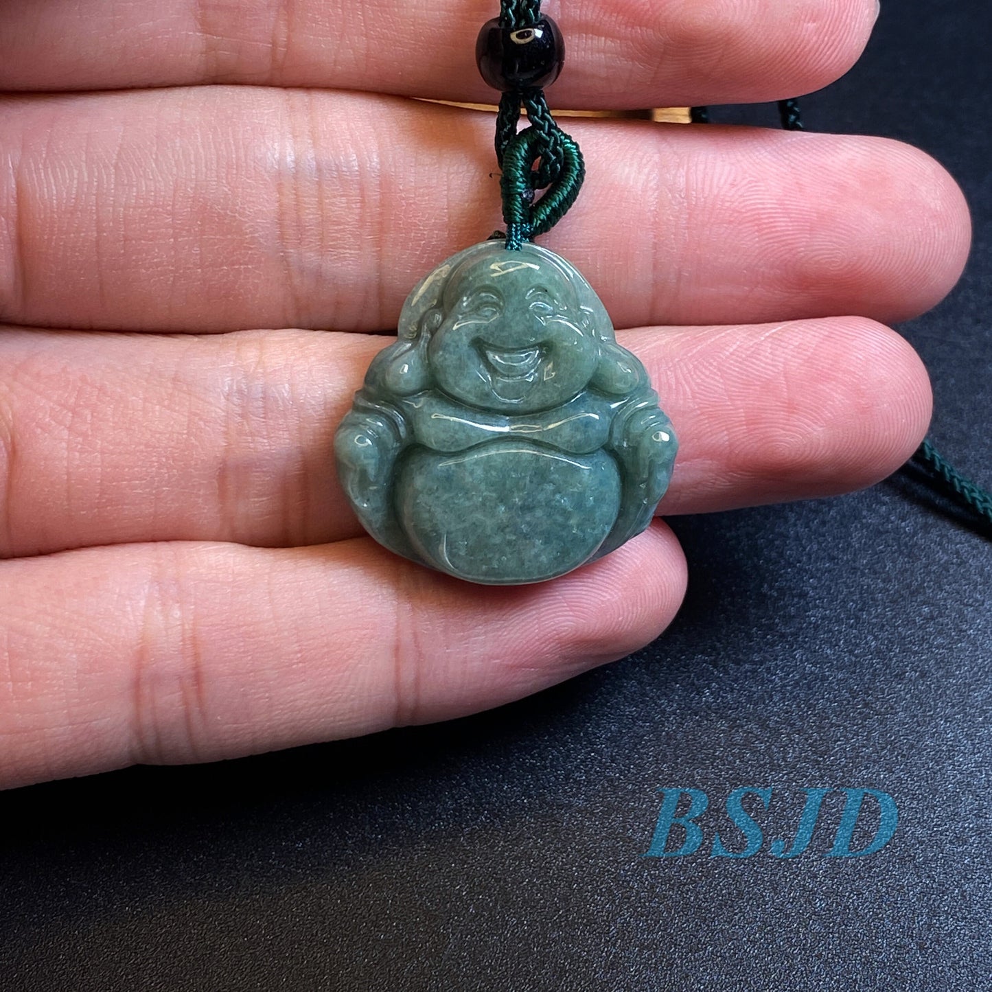 Good Smiling Buddha Natural green Grade A Jade Jadeite handmade Carved Myanmar jade Pendant necklace kid DIY earrings jade jewelry gift