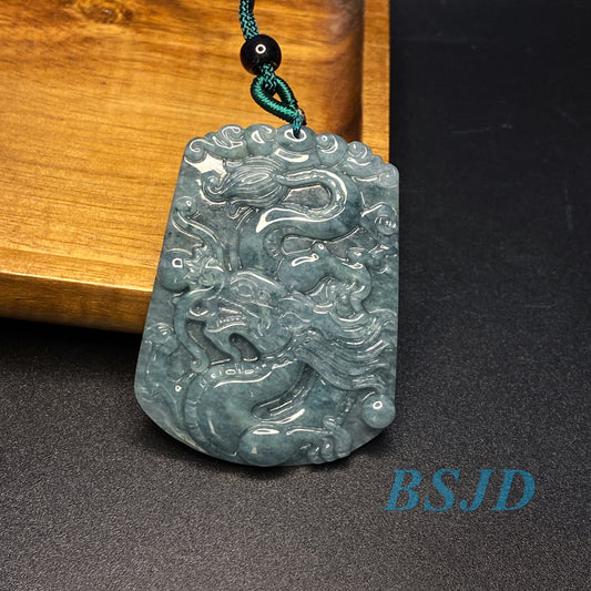 Dragon Natural transparent Guatemala Jadeite bead Grade A Jade Blue gemstone men dragon Guatemalan jadeite baby kid pendant