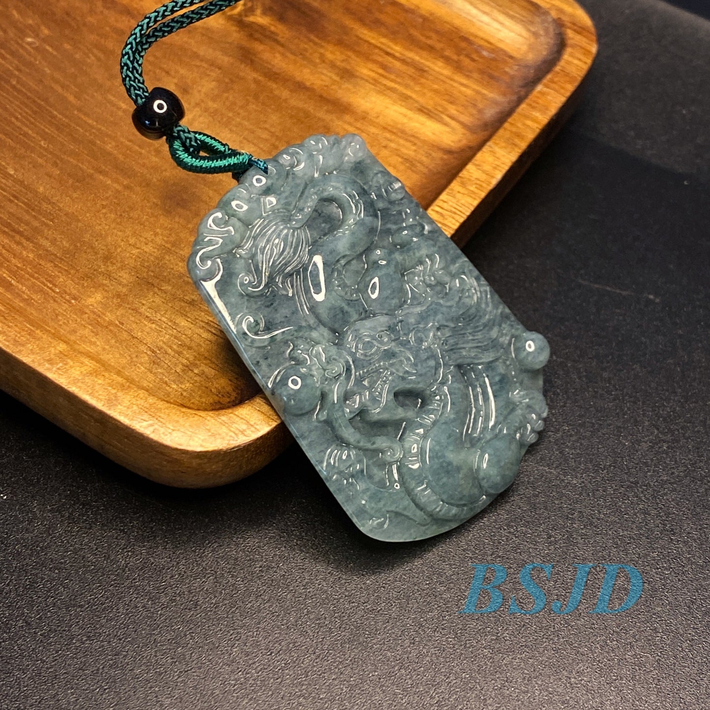 Dragon Natural transparent Guatemala Jadeite bead Grade A Jade Blue gemstone men dragon Guatemalan jadeite baby kid pendant