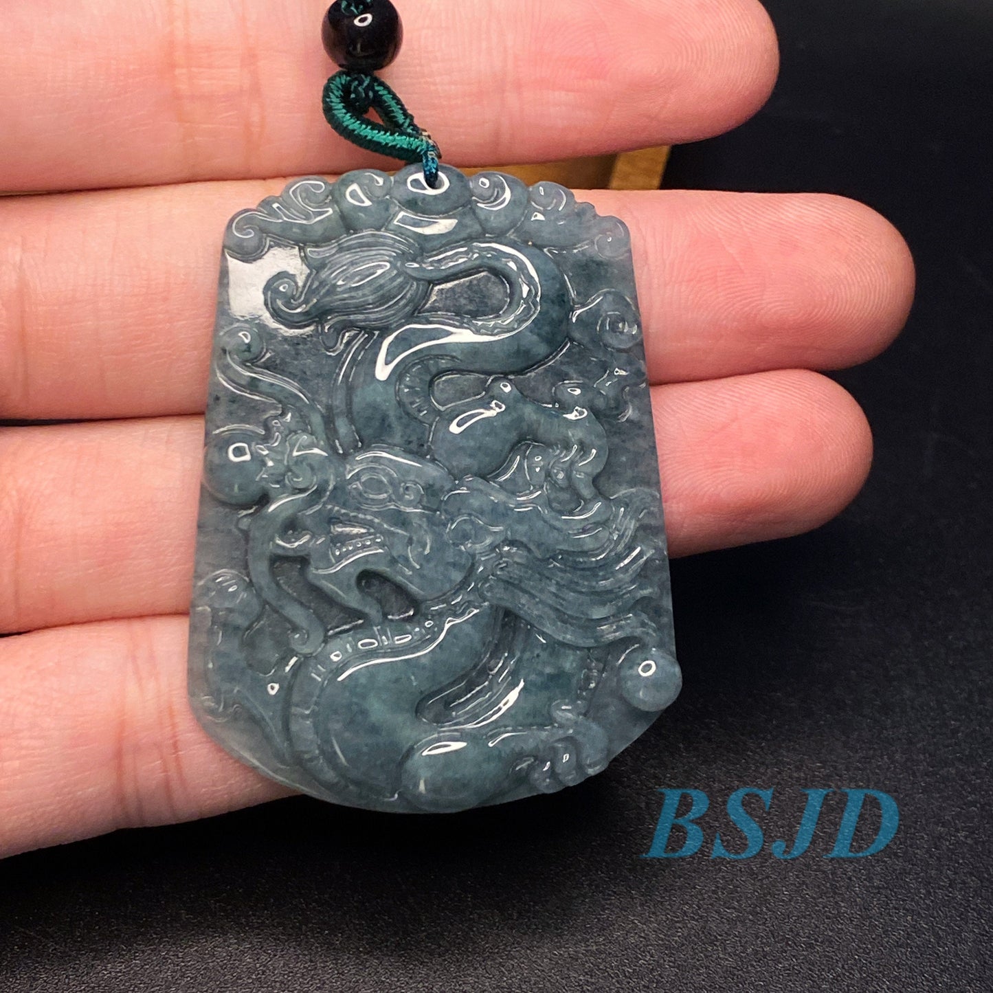 Dragon Natural transparent Guatemala Jadeite bead Grade A Jade Blue gemstone men dragon Guatemalan jadeite baby kid pendant