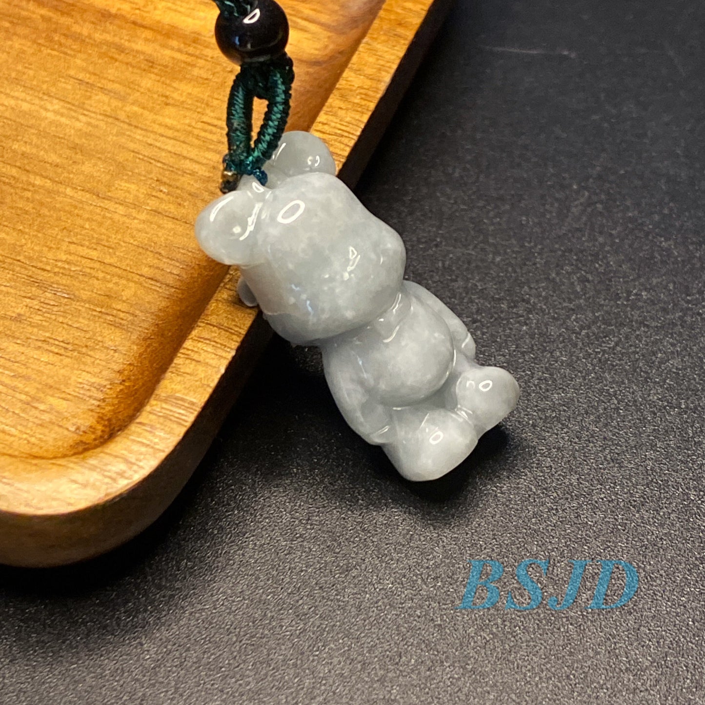 Cute Bear pendant Natural Green Grade A Jade Burma Jadeite 3d cartoon earrings  bead hand Carved Myanmar jade Pendant necklace jade gift