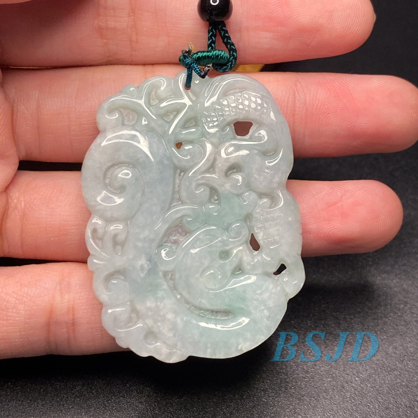 1 STÜCK Vintage Grade A Natürlicher Drache und Phönix Grüner Jade ICE Jadeit Chinesischer Valentinstag Anhänger Le Retro Hochzeitstag Geschenk