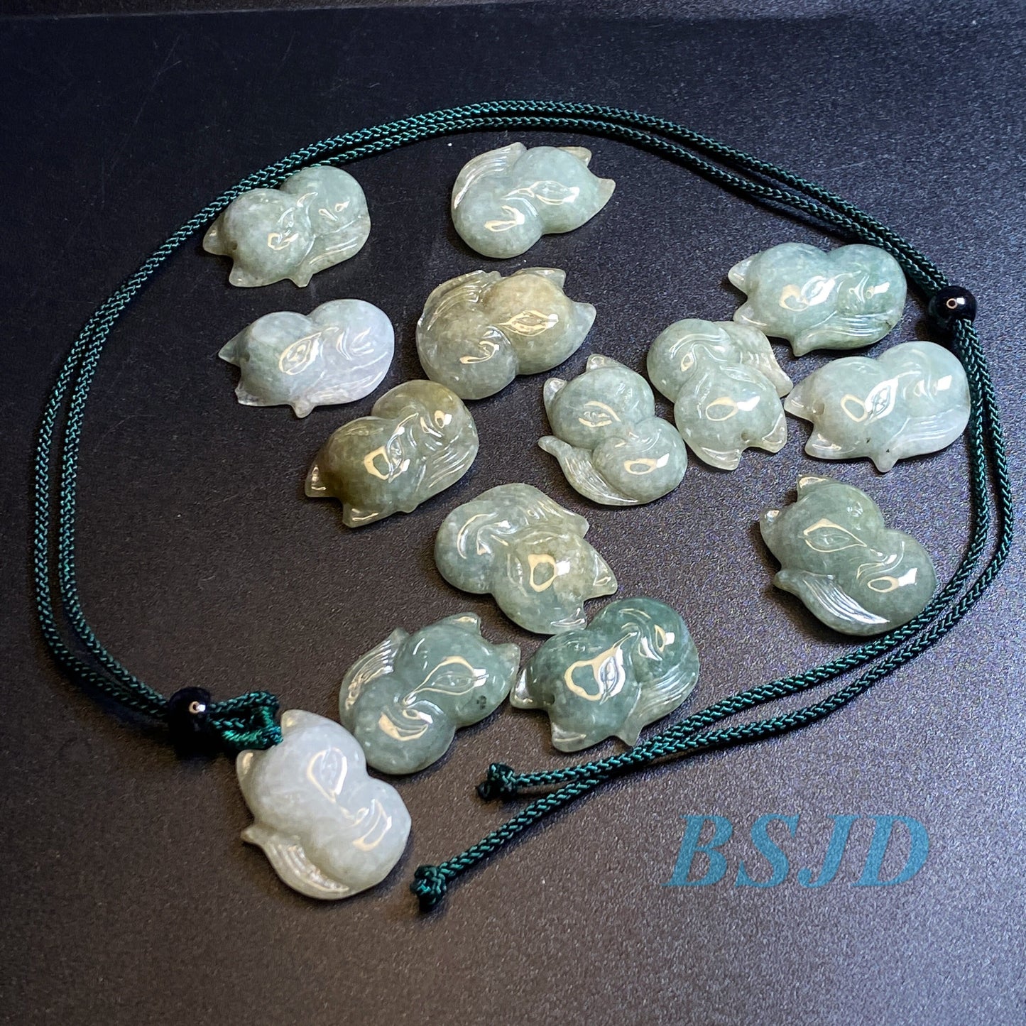 Fuchs Anhänger Grade A Jade Grüne Jade ICE Burma Jadeit Glück Cartoon Perlen Lady Baby Kind Halskette Geschenk