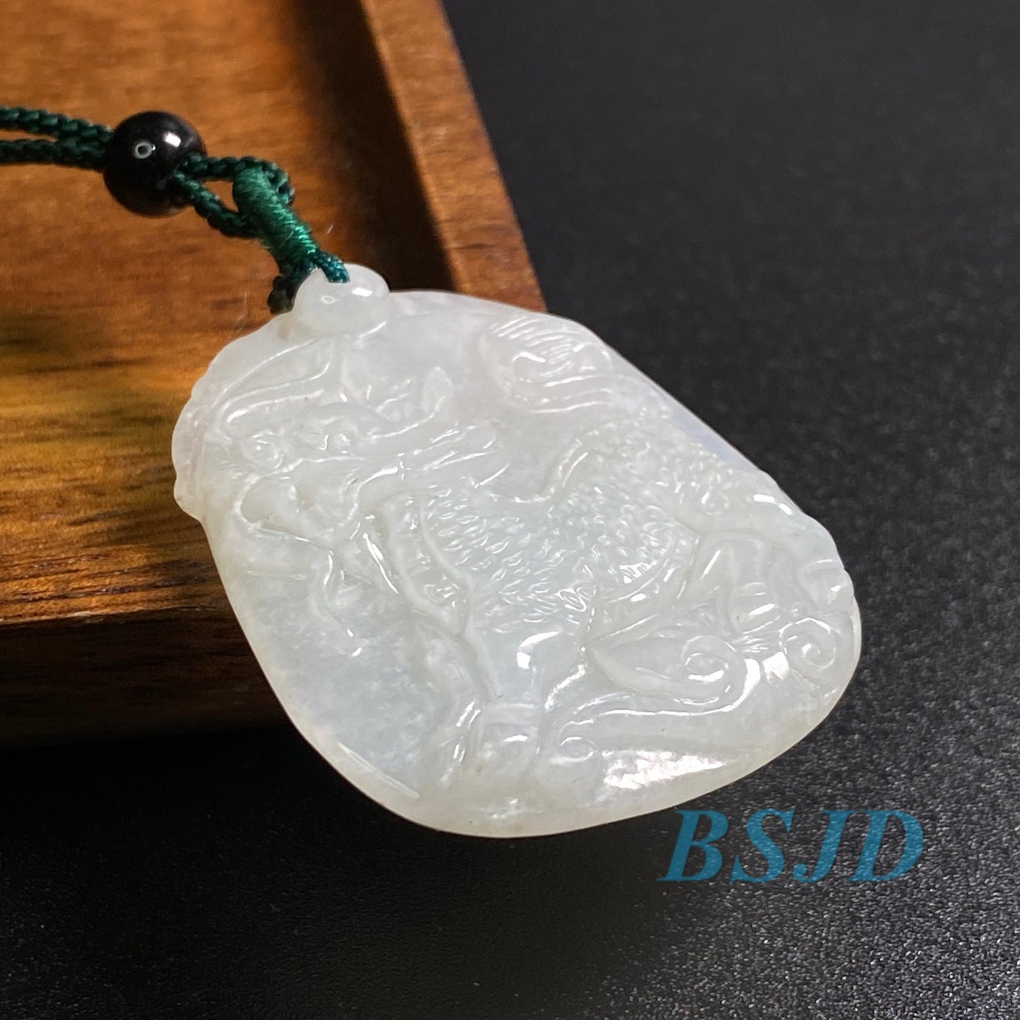 Natural Grade A jade dragon Kylin necklace Green Jade ICE Burma  Jadeite Chinese Carved ,birthday gift men's Pendant pixiu hang 翡翠 龙牌